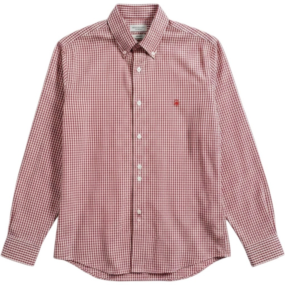 Brooks Brothers Men Medium Red Gingham Check Regent ButtonDown Long Sleeve Shirt